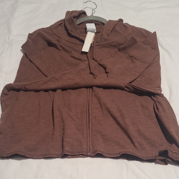 NWT PINK Victoria's Secret Brown Zip-Up Hoodie - Picture 3 of 8